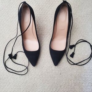 J Crew Falsetto ankle tie pump black suede size 9